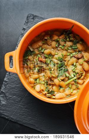 portuguese feijoada de marisco bean and seafood traditonal stew tapas dish