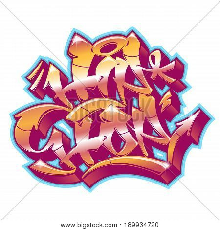 Hip-Hop word in readable graffiti style in vibrant customizable colors isolated on white background.