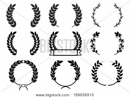 Leave laurel set vector design for icon design