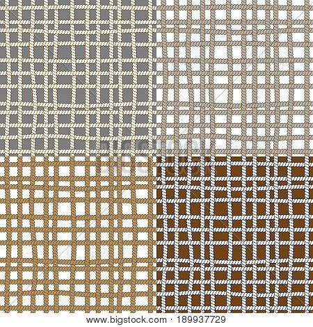 Set of 4 seamless patterns with ropes