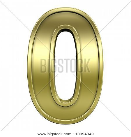 eine Ziffer aus glänzend Gold gold Frame festgelegt, Alphabet, isoliert auf weiss. computergenerierte 3d pho