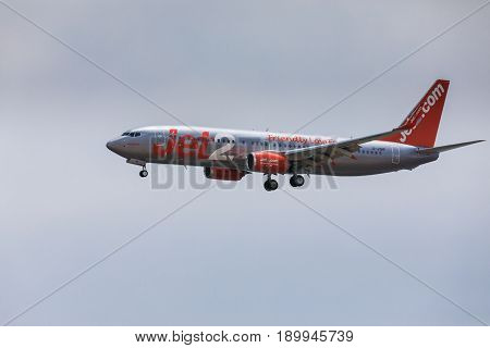 Arecife, Spain - April, 16 2017: Boeing 737-800 Of Jet2 With The Registration G-jzhg Landing At Lanz