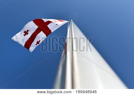 Georgia National Flag Blown By The Wind