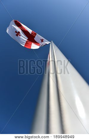 Georgia National Flag Blown By The Wind