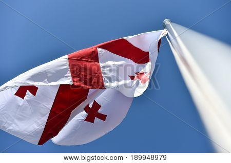 Georgia National Flag Blown By The Wind