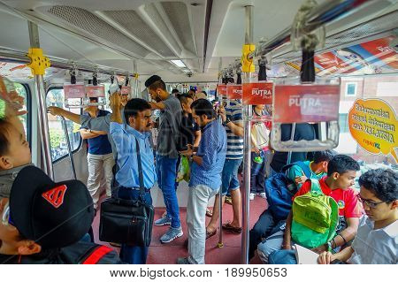 Kuala Lumpur, Malaysia - March 9, 2017: The KL Monorail is a short and elevated monorail system that connecting destinations within the city centre along 11 stations and 8.6 km
