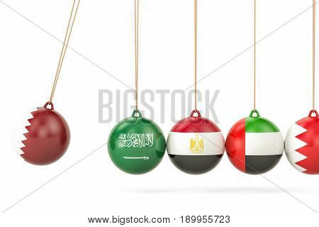 Qatar political conflict with Saud Arabia Egypt UAE and Bahrain concept. 3D rendering
