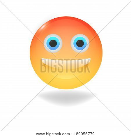 Smiling emoticon with happy eyes. Stock - vector.