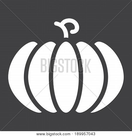 Pumpkin solid icon, fruit and vegetable, vector graphics, a glyph pattern on a black background, eps 10.
