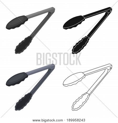 Meat tongs.BBQ single icon in cartoon style vector symbol stock illustration .