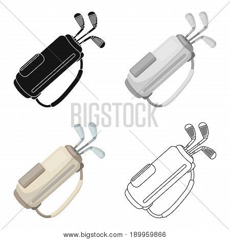 A bag with golf clubs.Golf club single icon in cartoon style vector symbol stock illustration .