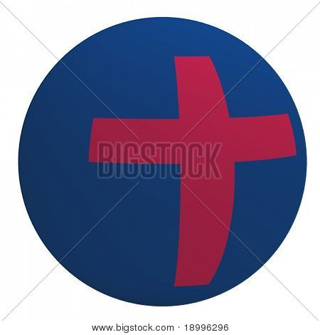 Christian flag på bolden isoleret på hvid. Computer genereret 3D photo rendering.