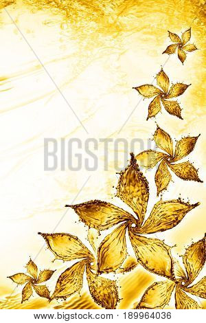 flower made of water splash of yellow color. 3d rendering