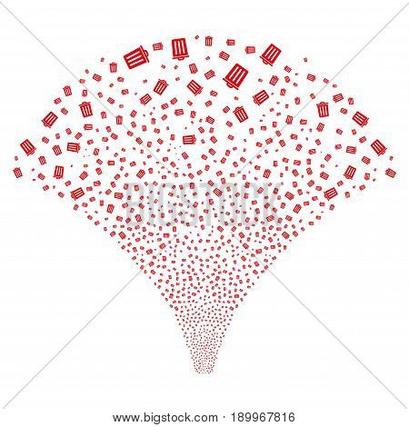 Source of dustbin symbols. Vector illustration style is flat red iconic symbols on a white background. Object salute combined from random design elements.