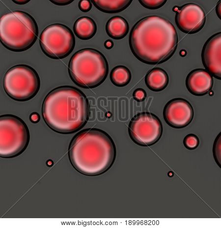 Abstract background of small rings in red colors. 3d rendering