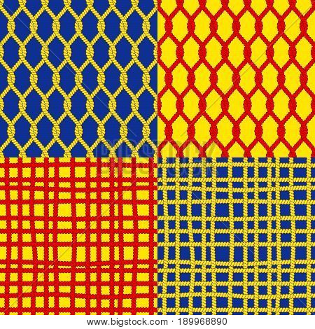 Set of 4 seamless patterns with ropes