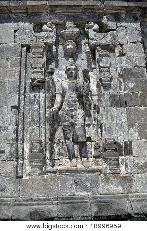 Starověké hinduistický Prambanan chrám, Jáva, Indonésie
