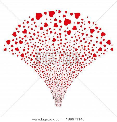 Source of heart symbols. Vector illustration style is flat red iconic symbols on a white background. Object stream organized from scattered pictograms.