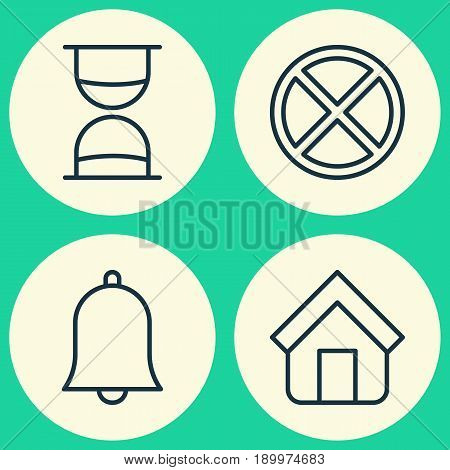 Network Icons Set. Collection Of Estate, Exit, Hourglass And Other Elements. Also Includes Symbols Such As Tabernacle, Sand, Clock.