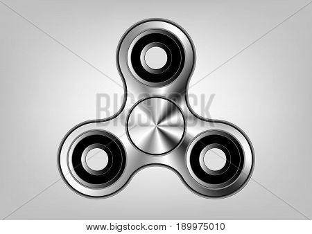 Fidget spinner icon - toy for stress relief and improvement of attention span. Filled metallic