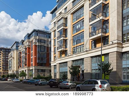 MOSCOW/ RUSSIA - JULY, 16. Buildings of the new luxury residential complex Four suns in the center of Moscow, Russia on July 16, 2015, Russia.