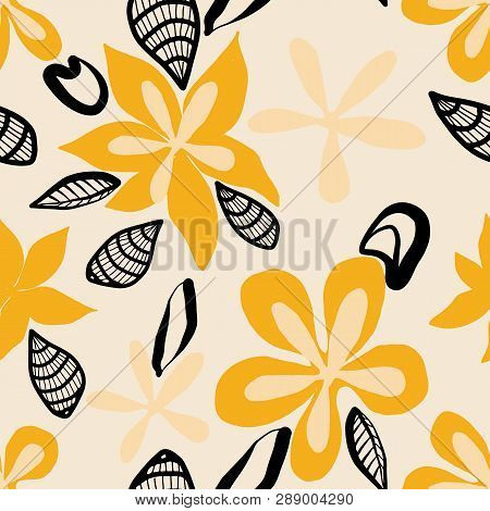 Organic Abstract Modern Black And Gold Seameless Pattern.