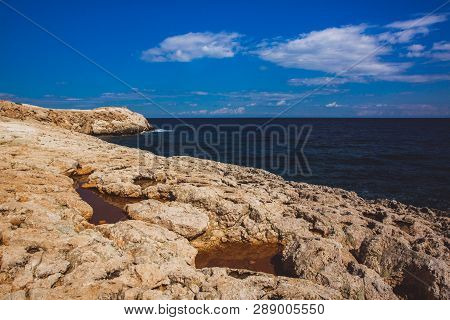 Beautiful Sea Shore In Cyprus. A View Of A Sea Shore In Kavo Greko Nenar Aiya Napa, Cyprus