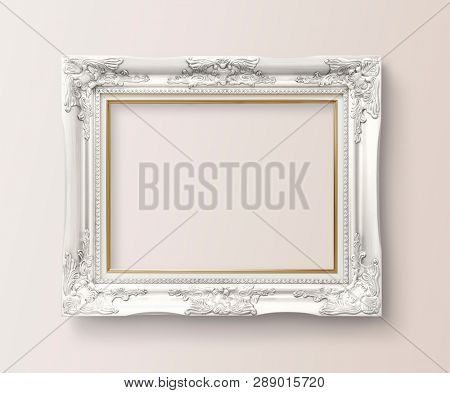Luxurious baroque frame mockup on a wall