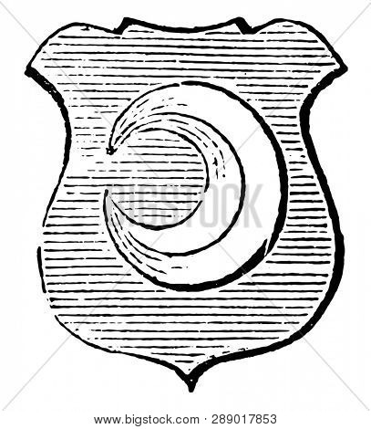 Increscent is a moon increscent argent, vintage line drawing or engraving illustration.