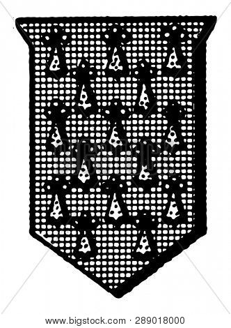 Pean Shield Fur is a shield or escutcheon emblazoned with the fur, vintage line drawing or engraving illustration.