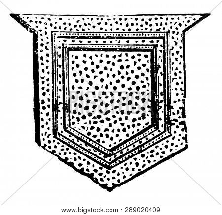 Tressure Ordinary is a border at some distance from the edge of the field, vintage line drawing or engraving illustration.