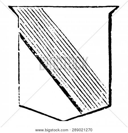 Ordinary Bend are contains the fifth part of the field if uncharged, vintage line drawing or engraving illustration.