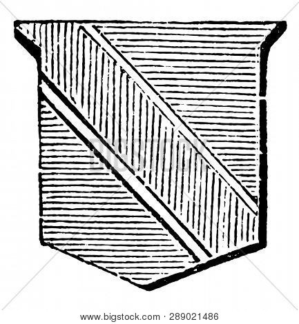 Bend Fimbriated is an ordinary having a border of a different tincture, vintage line drawing or engraving illustration.