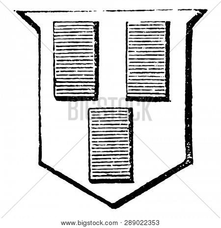 Billets are supposed to represent tiles or bricks, vintage line drawing or engraving illustration.