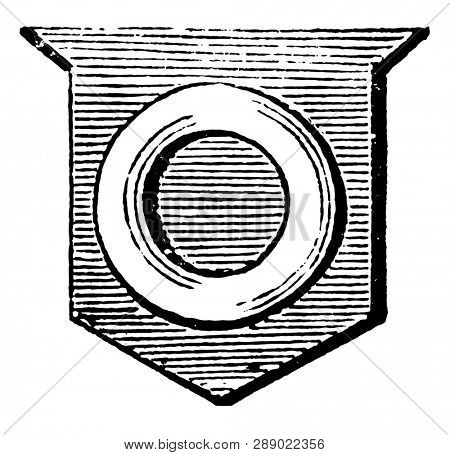 Annulet is a small circle borne as a charge in coats of arms, vintage line drawing or engraving illustration.