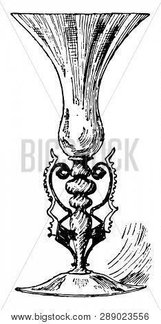 Murano Glassare are used to Renaissance vase, vintage line drawing or engraving illustration.