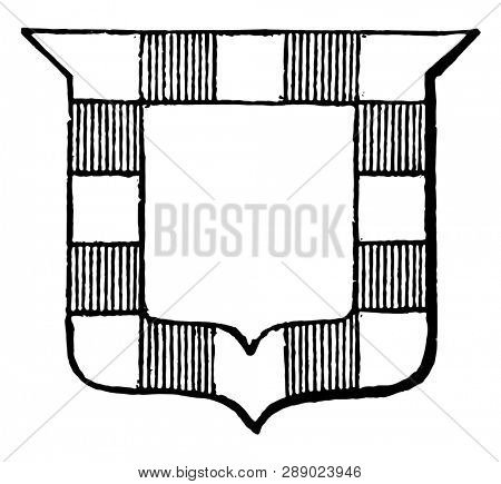 Bordure Gobonated is a Bordure Gobonated Argent, vintage line drawing or engraving illustration.