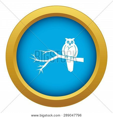 Owl On Tree Icon Blue Vector Isolated On White Background For Any Design