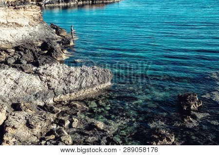 Sea Caves Near Cape Greko. Mediterranean Sea