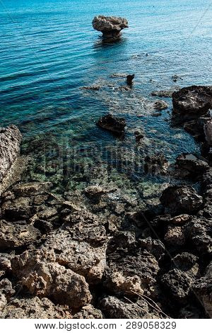 Sea Caves Near Cape Greko. Mediterranean Sea