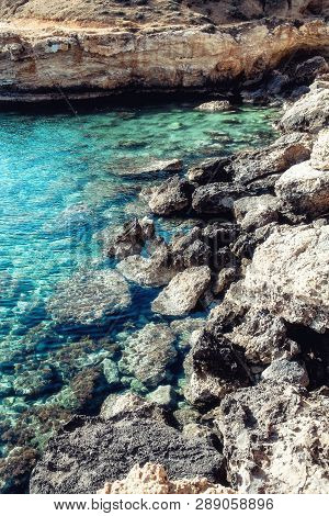 Sea Caves Near Cape Greko. Mediterranean Sea