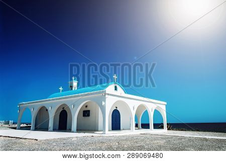 A White Chapel On A Cliffs Of Kavo Greko Near Aiya Napa, Cyprus