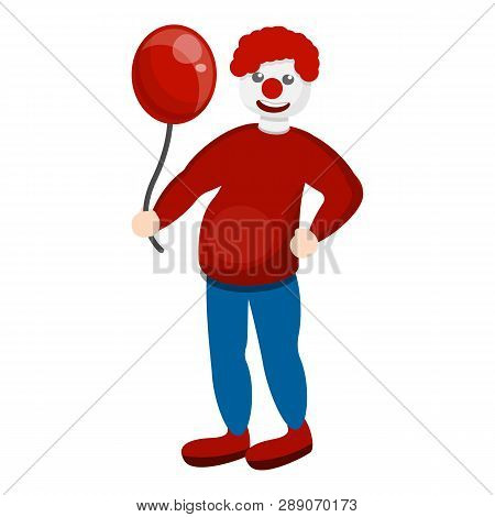 Clown Red Balloon Icon. Cartoon Of Clown Red Balloon Icon For Web Design Isolated On White Backgroun
