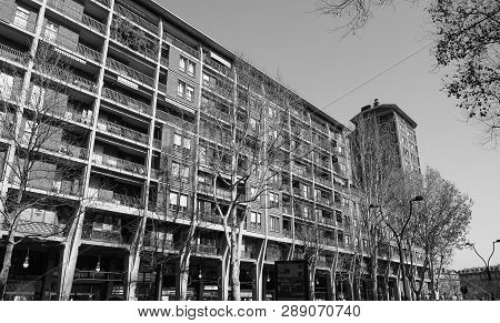 Bbpr Tower In Turin In Black And White