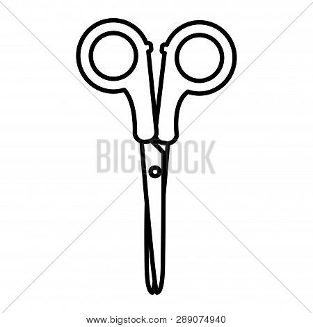 Line Artistic Scissors School Utensil Design Vector Illustration