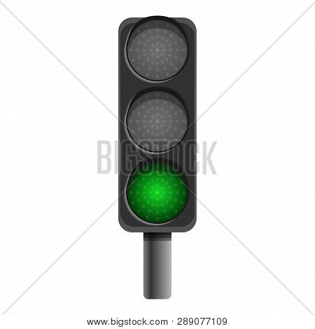 Pillar Semaphore Green Light Icon. Cartoon Of Pillar Semaphore Green Light Icon For Web Design Isola