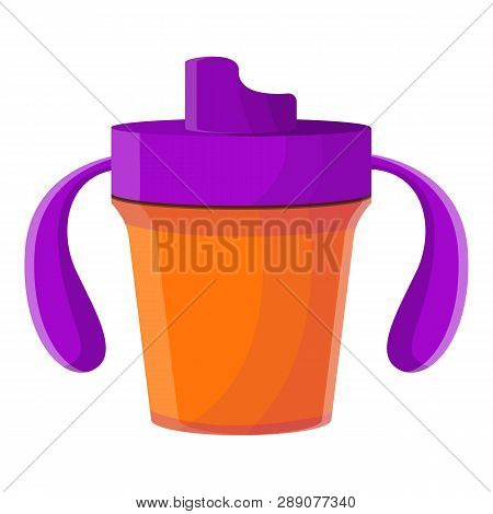 Plastic Sippy Cup Icon. Cartoon Of Plastic Sippy Cup Icon For Web Design Isolated On White Backgroun