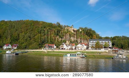 Rathen, Germany - October 04, 2018: The Resort Rathen In The Elbe Sandstone Mountains In The Saxon S