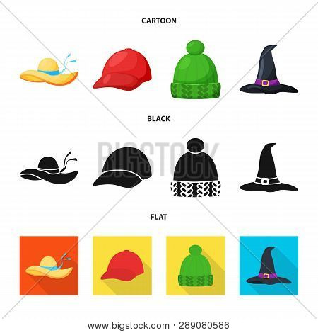 Vector Design Of Clothing And Cap Symbol. Set Of Clothing And Beret Vector Icon For Stock.