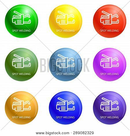 Spot Welding Icons 9 Color Set Isolated On White Background For Any Web Design